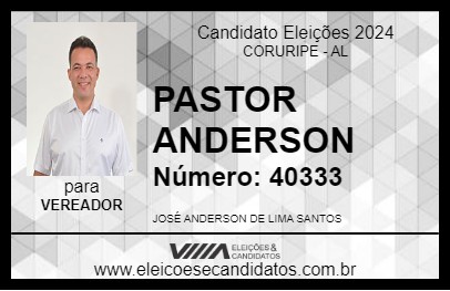 Candidato PASTOR ANDERSON 2024 - CORURIPE - Eleições