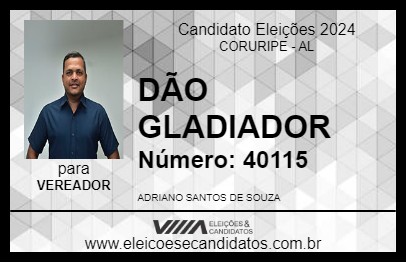 Candidato DÃO GLADIADOR 2024 - CORURIPE - Eleições