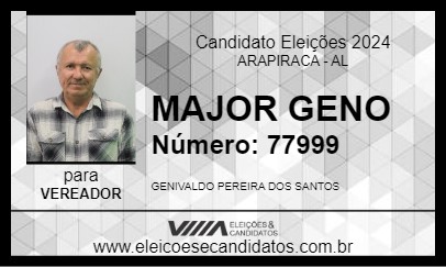 Candidato MAJOR GENO 2024 - ARAPIRACA - Eleições