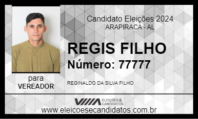 Candidato REGIS FILHO 2024 - ARAPIRACA - Eleições