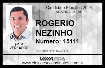 Candidato ROGERIO NEZINHO 2024 - ARAPIRACA - Eleições