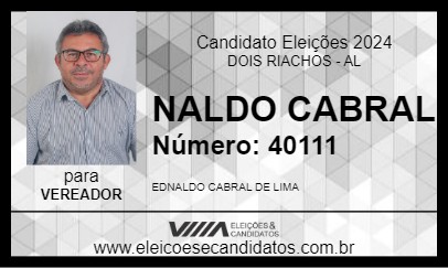 Candidato NALDO CABRAL 2024 - DOIS RIACHOS - Eleições