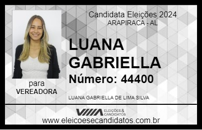 Candidato LUANA GABRIELLA 2024 - ARAPIRACA - Eleições