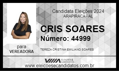 Candidato CRIS SOARES 2024 - ARAPIRACA - Eleições