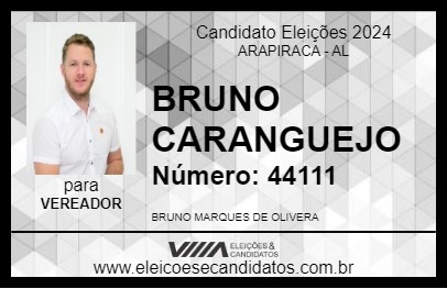 Candidato BRUNO CARANGUEJO 2024 - ARAPIRACA - Eleições