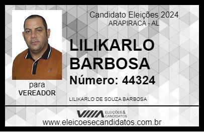 Candidato LILIKARLO BARBOSA 2024 - ARAPIRACA - Eleições