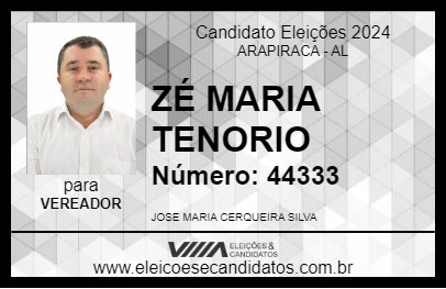 Candidato ZÉ MARIA TENORIO 2024 - ARAPIRACA - Eleições