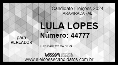 Candidato LULA LOPES 2024 - ARAPIRACA - Eleições