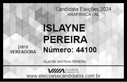 Candidato ISLAYNE PEREIRA 2024 - ARAPIRACA - Eleições