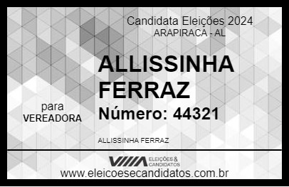 Candidato ALLISSINHA FERRAZ 2024 - ARAPIRACA - Eleições