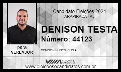 Candidato DENISON TESTA 2024 - ARAPIRACA - Eleições