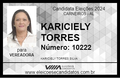 Candidato KARICIELY TORRES 2024 - CARNEIROS - Eleições