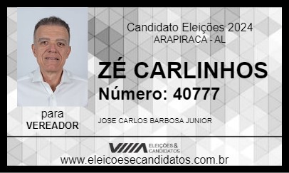 Candidato ZÉ CARLINHOS 2024 - ARAPIRACA - Eleições