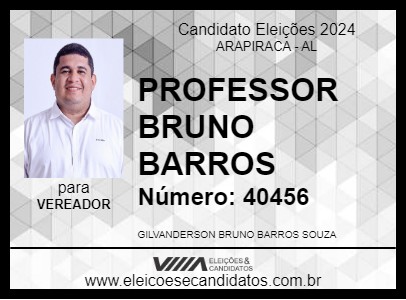 Candidato PROFESSOR BRUNO BARROS 2024 - ARAPIRACA - Eleições