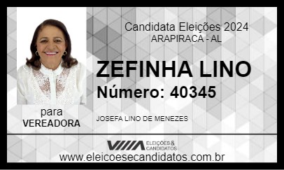 Candidato ZEFINHA LINO 2024 - ARAPIRACA - Eleições