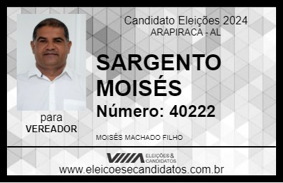 Candidato SARGENTO MOISÉS 2024 - ARAPIRACA - Eleições