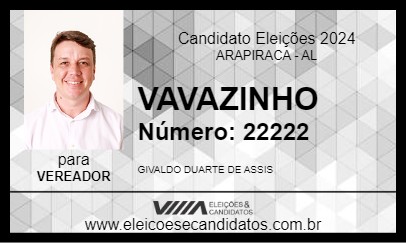 Candidato VAVAZINHO 2024 - ARAPIRACA - Eleições