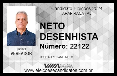 Candidato NETO DESENHISTA 2024 - ARAPIRACA - Eleições