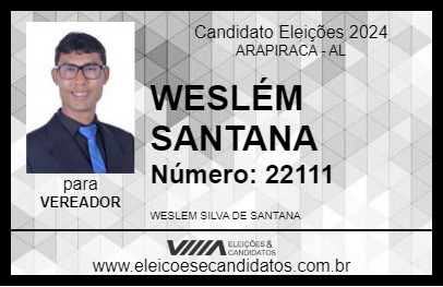 Candidato WESLÉM SANTANA 2024 - ARAPIRACA - Eleições