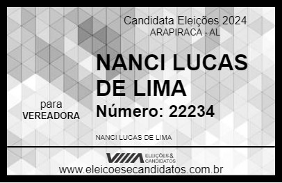 Candidato NANCI LUCAS DE LIMA 2024 - ARAPIRACA - Eleições