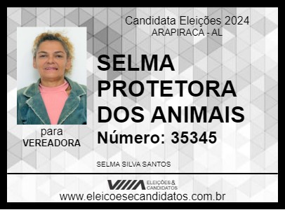 Candidato SELMA PROTETORA DOS ANIMAIS 2024 - ARAPIRACA - Eleições