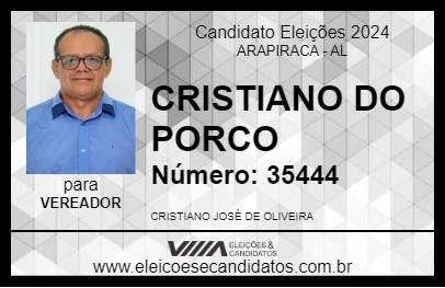 Candidato CRISTIANO DO PORCO 2024 - ARAPIRACA - Eleições