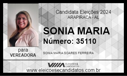 Candidato SONIA MARIA 2024 - ARAPIRACA - Eleições