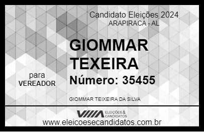 Candidato GIOMMAR TEXEIRA 2024 - ARAPIRACA - Eleições