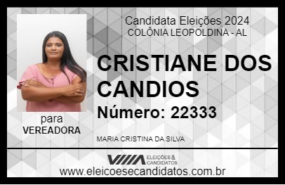 Candidato CRISTIANE DOS CANDIOS 2024 - COLÔNIA LEOPOLDINA - Eleições