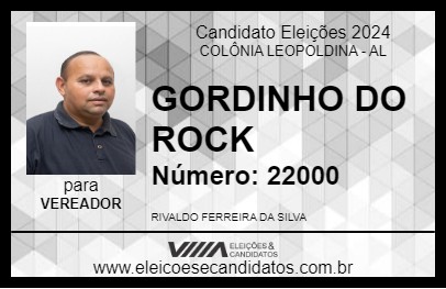 Candidato GORDINHO DO ROCK 2024 - COLÔNIA LEOPOLDINA - Eleições