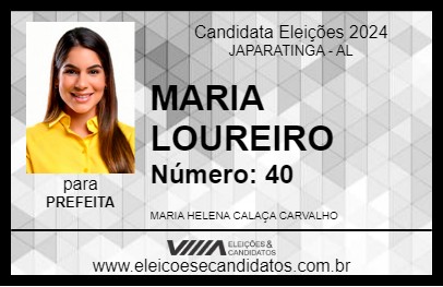 Candidato MARIA LOUREIRO 2024 - JAPARATINGA - Eleições