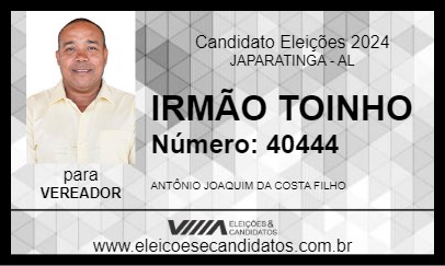 Candidato IRMÃO TOINHO 2024 - JAPARATINGA - Eleições