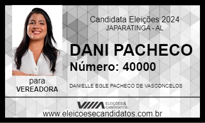 Candidato DANI PACHECO 2024 - JAPARATINGA - Eleições