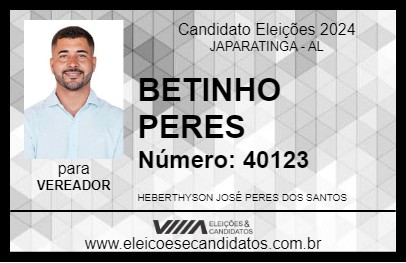 Candidato BETINHO PERES 2024 - JAPARATINGA - Eleições