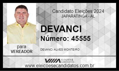 Candidato DEVANCI 2024 - JAPARATINGA - Eleições