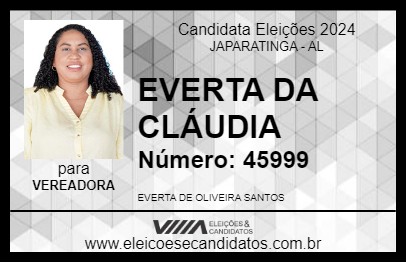 Candidato EVERTA DA CLÁUDIA 2024 - JAPARATINGA - Eleições