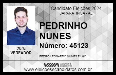 Candidato PEDRINHO NUNES 2024 - JAPARATINGA - Eleições