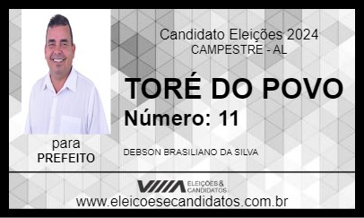 Candidato TORÉ DO POVO 2024 - CAMPESTRE - Eleições