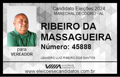 Candidato RIBEIRO DA MASSAGUEIRA 2024 - MARECHAL DEODORO - Eleições