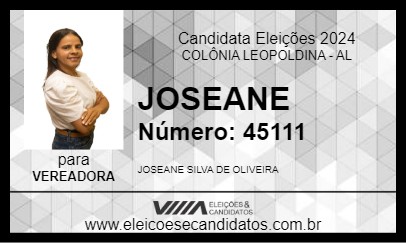 Candidato JOSEANE 2024 - COLÔNIA LEOPOLDINA - Eleições