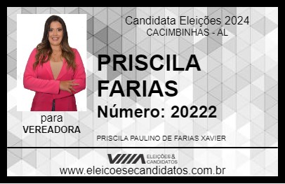 Candidato PRISCILA FARIAS 2024 - CACIMBINHAS - Eleições