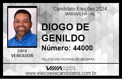 Candidato DIOGO DE GENILDO 2024 - MARAVILHA - Eleições