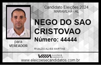 Candidato NEGO DO SAO CRISTOVAO 2024 - MARAVILHA - Eleições