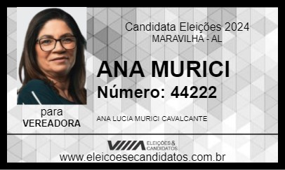 Candidato ANA MURICI 2024 - MARAVILHA - Eleições