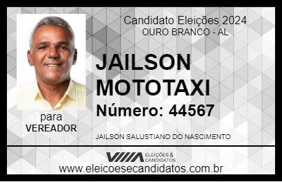 Candidato JAILSON MOTOTAXI 2024 - OURO BRANCO - Eleições