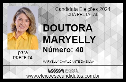 Candidato DOUTORA MARYELLY 2024 - CHÃ PRETA - Eleições