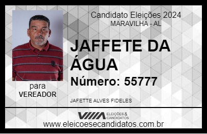 Candidato JAFFETE DA ÁGUA 2024 - MARAVILHA - Eleições