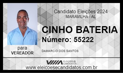 Candidato CINHO BATERIA 2024 - MARAVILHA - Eleições