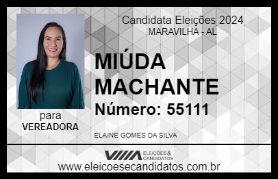 Candidato MIÚDA MACHANTE 2024 - MARAVILHA - Eleições