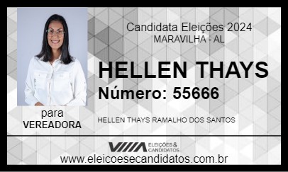 Candidato HELLEN THAYS 2024 - MARAVILHA - Eleições